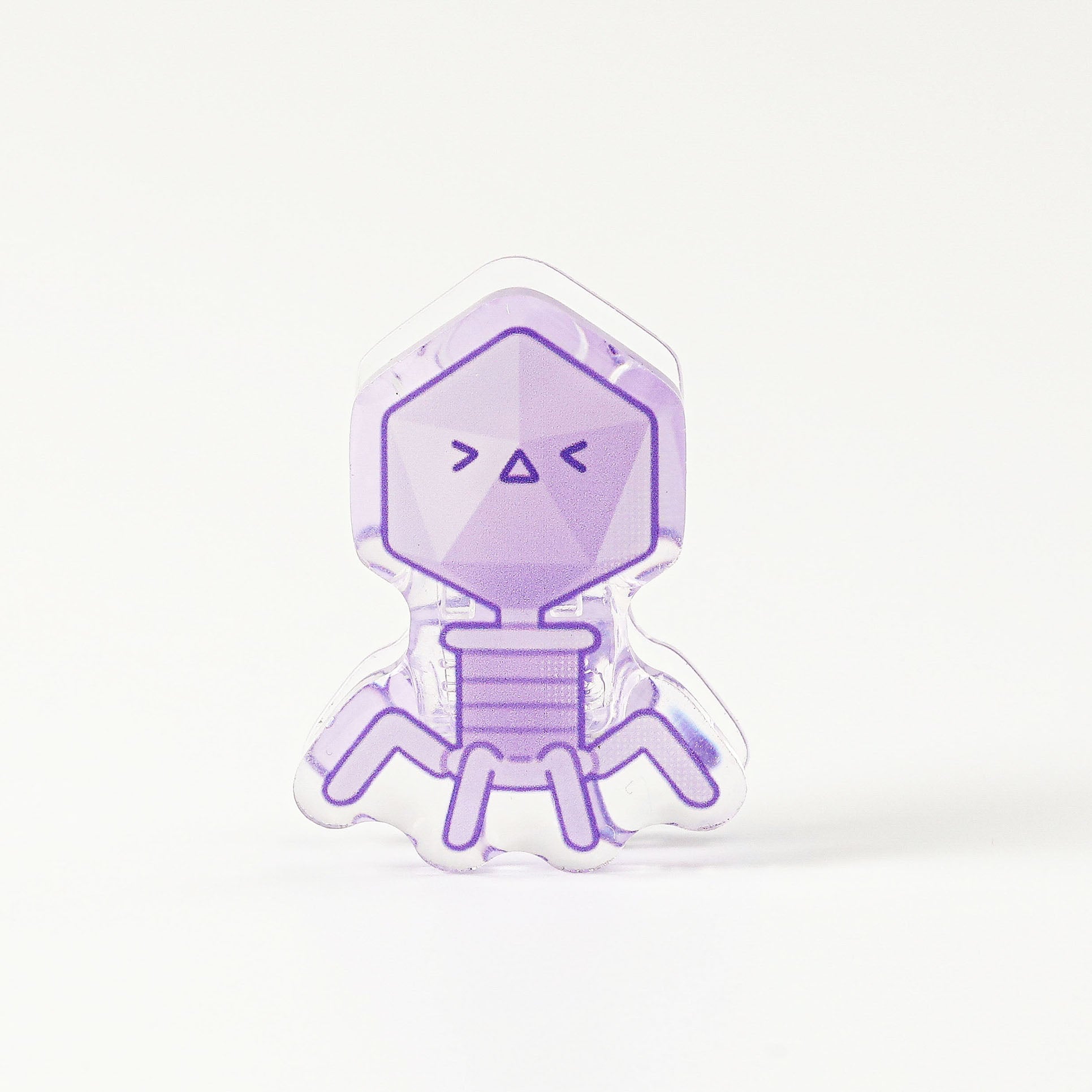 Cartoon bacteriophage acrylic document clip featuring a translucent purple finish, ideal for keeping office files and reading materials neatly together.