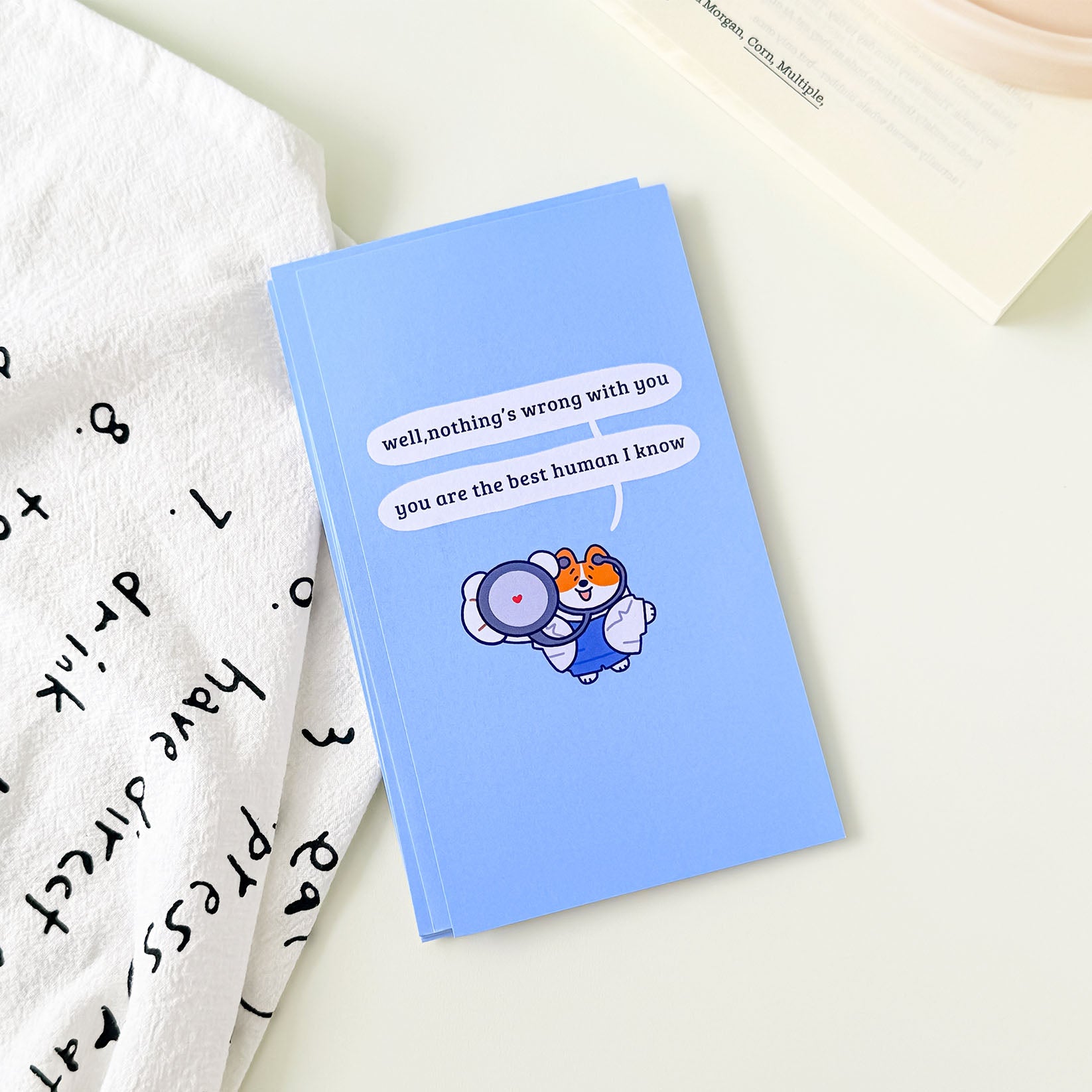 medical animal memo pad featuring a cheerful doctor illustration and motivational message for daily reminders.