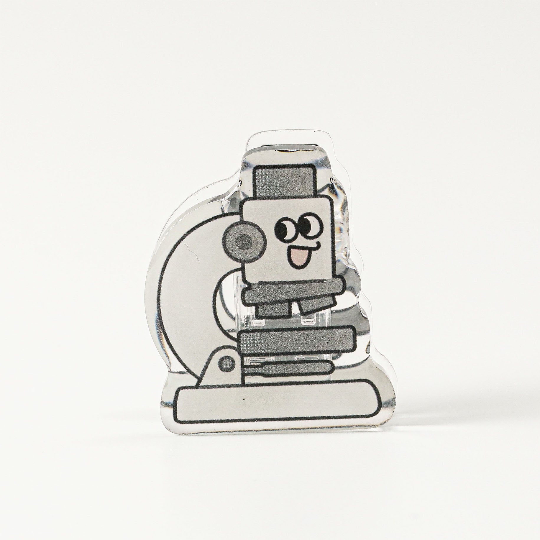 Cartoon microscope acrylic bookmark clip for holding pages, memos, receipts, and study notes with a fun science-inspired design.