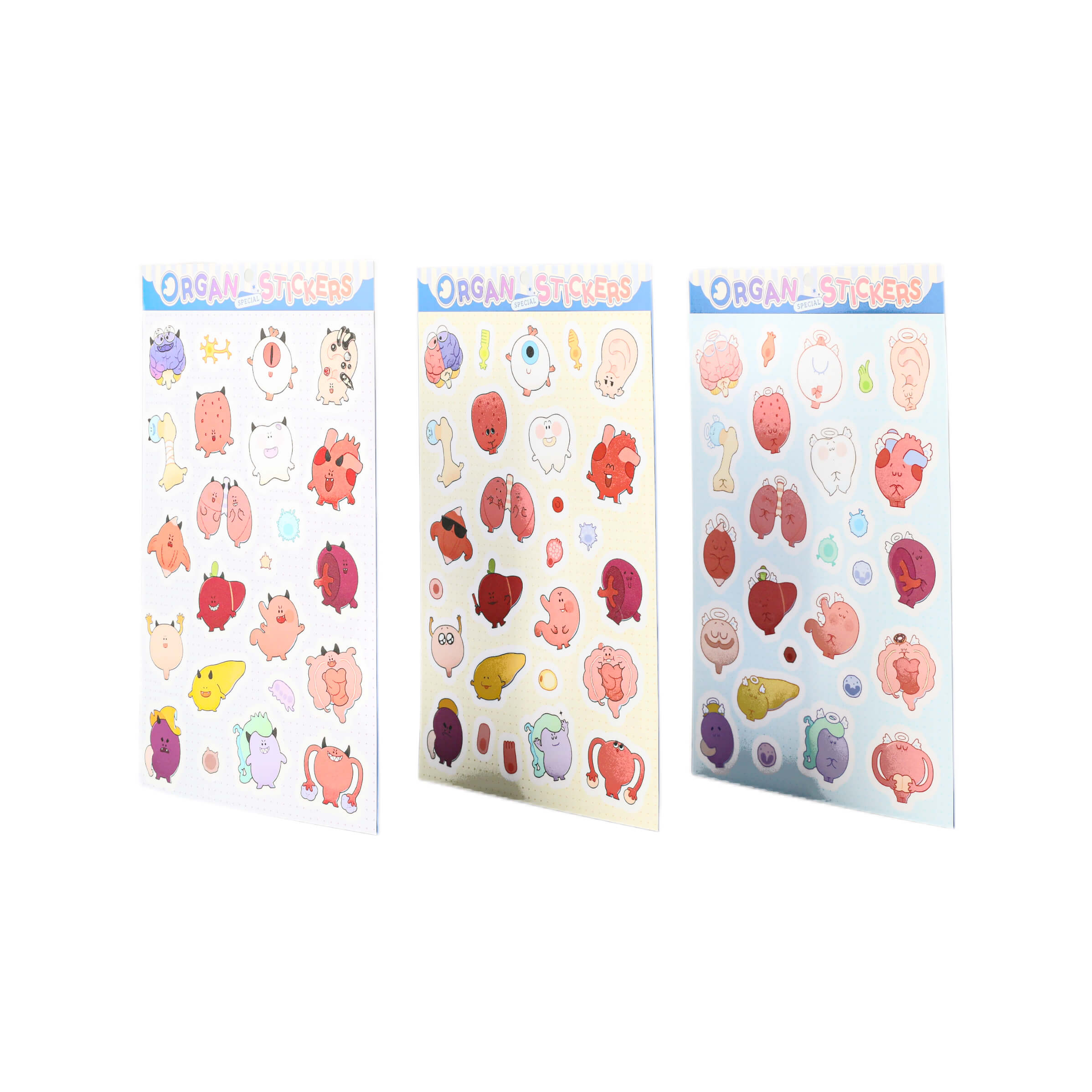 Cute spooky anatomy sticker pack with cartoon organ illustrations for medical students, healthcare workers, and science enthusiasts.