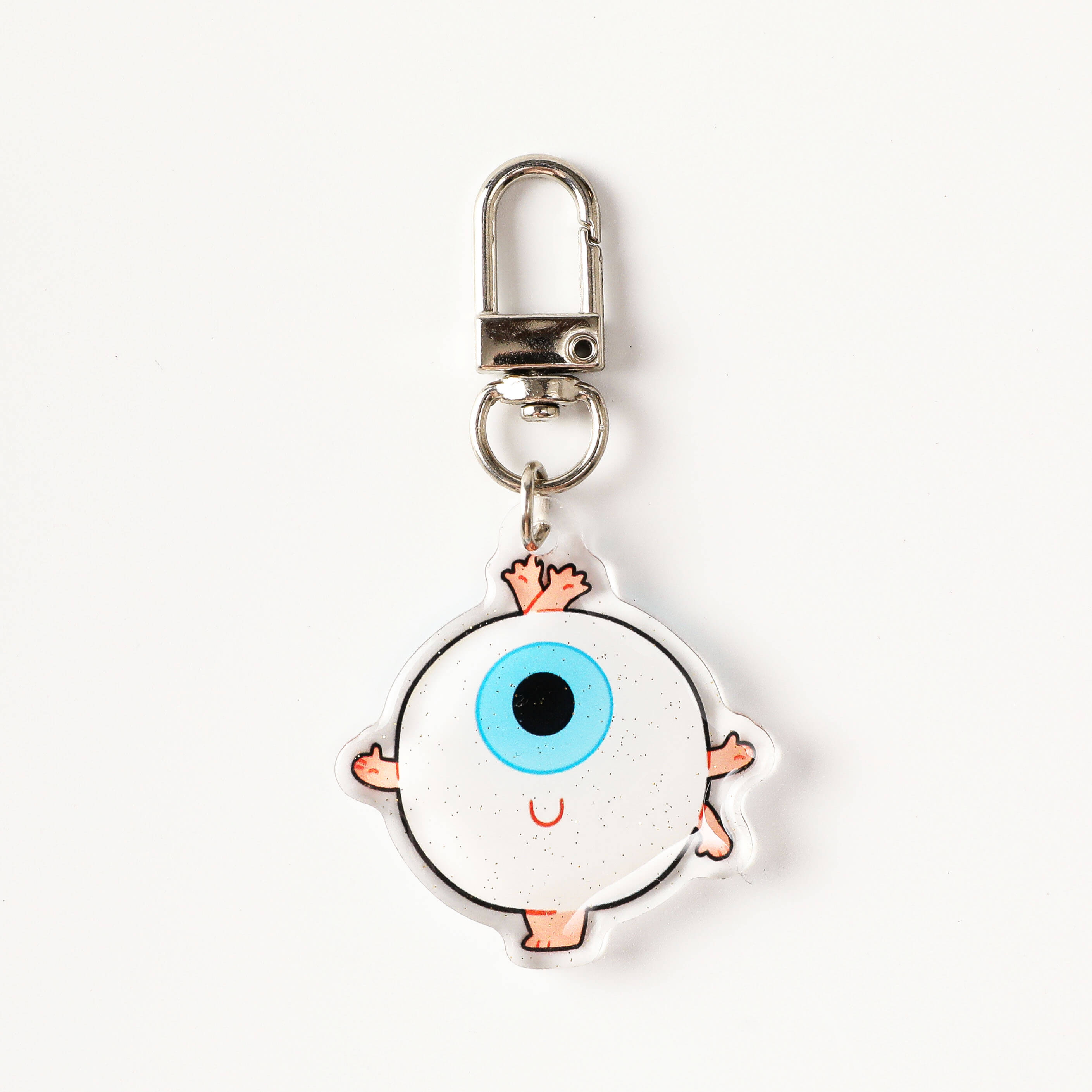 Adorable anatomy eye charm made from clear acrylic with a secure lobster-style clasp, designed for medical fans, students, and unique everyday accessories.