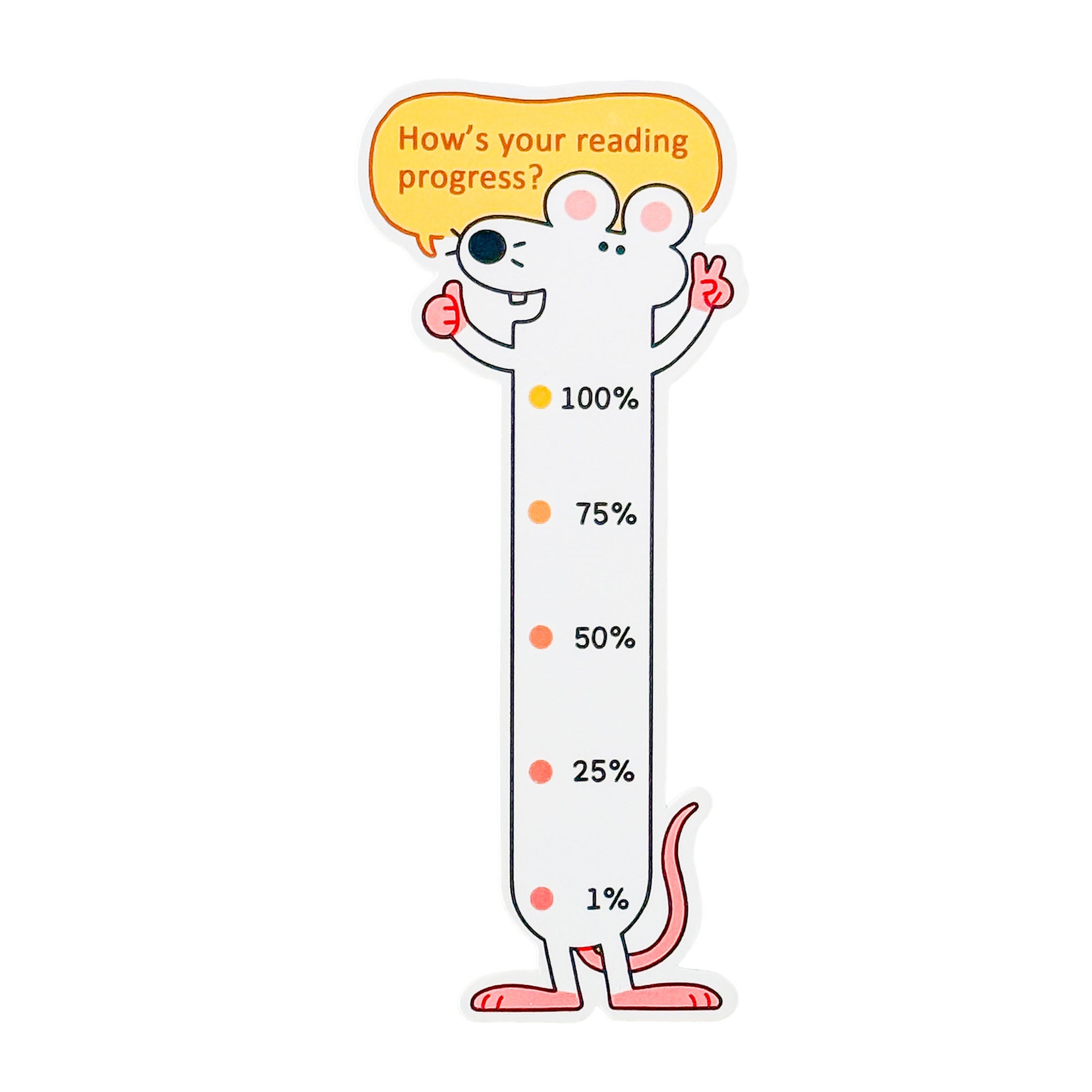 Cute mouse reading progress bookmark with percentage tracker and cartoon mouse design for students, book lovers, and daily reading.