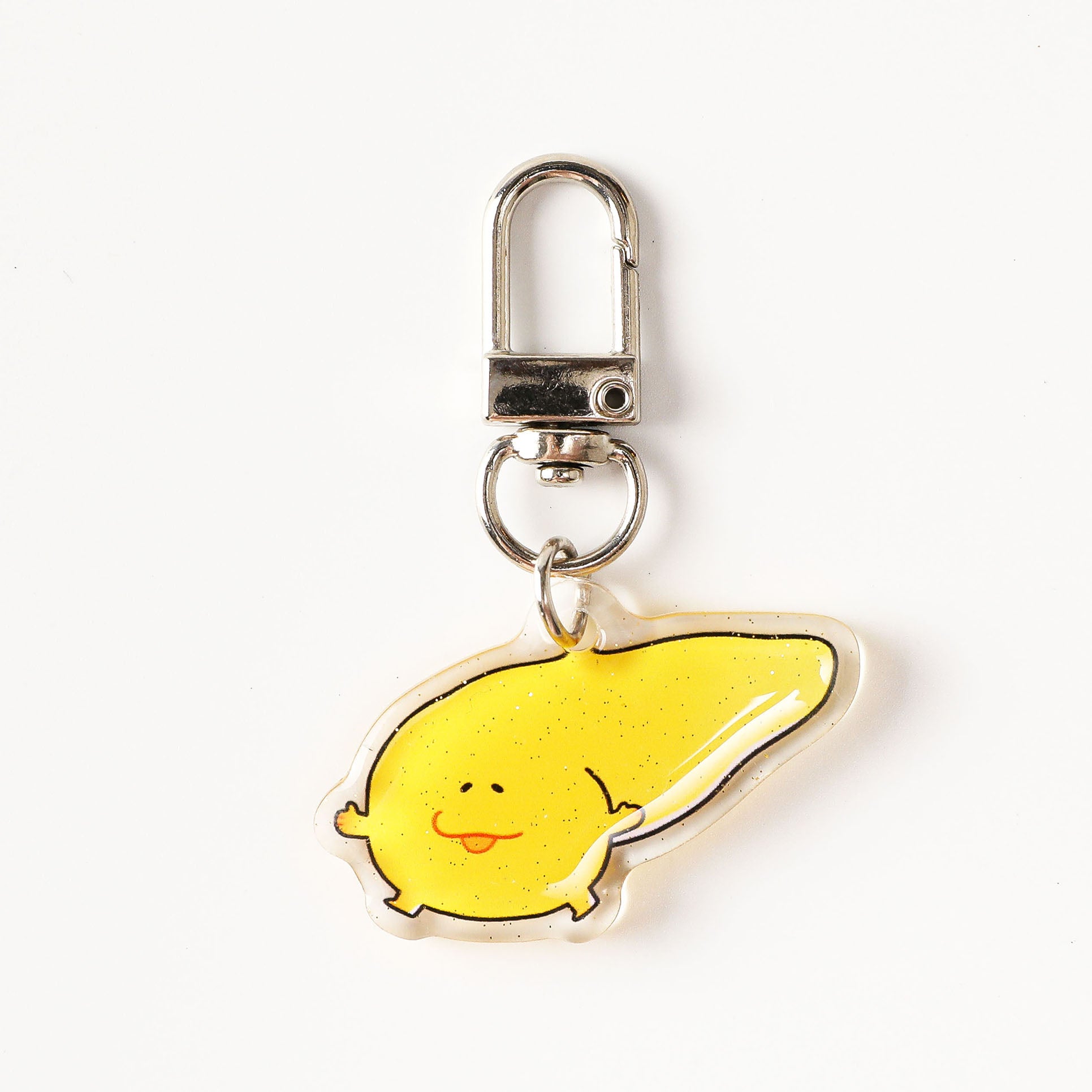 Cute yellow pancreas charm keychain crafted from durable acrylic with a secure swivel clip, perfect for anatomy enthusiasts, healthcare gifts, and backpack decoration.