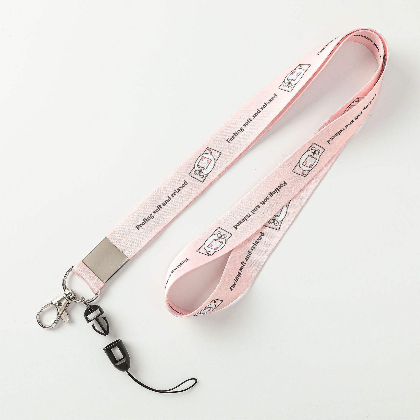 Pastel Pink Science Mouse Lanyard with Safety Buckle, Metal Clip, and Strap Attachment