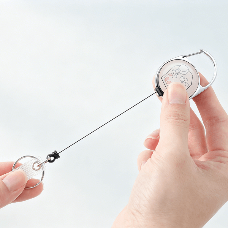 Close-Up of Pink Mouse Retractable Badge Reel with Extendable Cord for Everyday ID Card Use