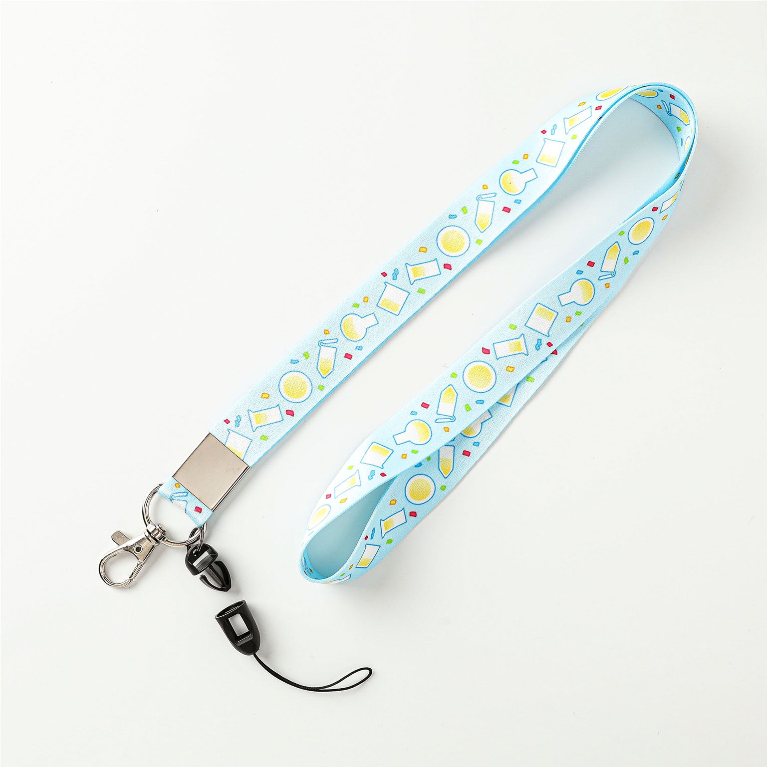 Light Blue Laboratory Lanyard with Chemistry Glassware Print, Metal Hook, and Removable Strap