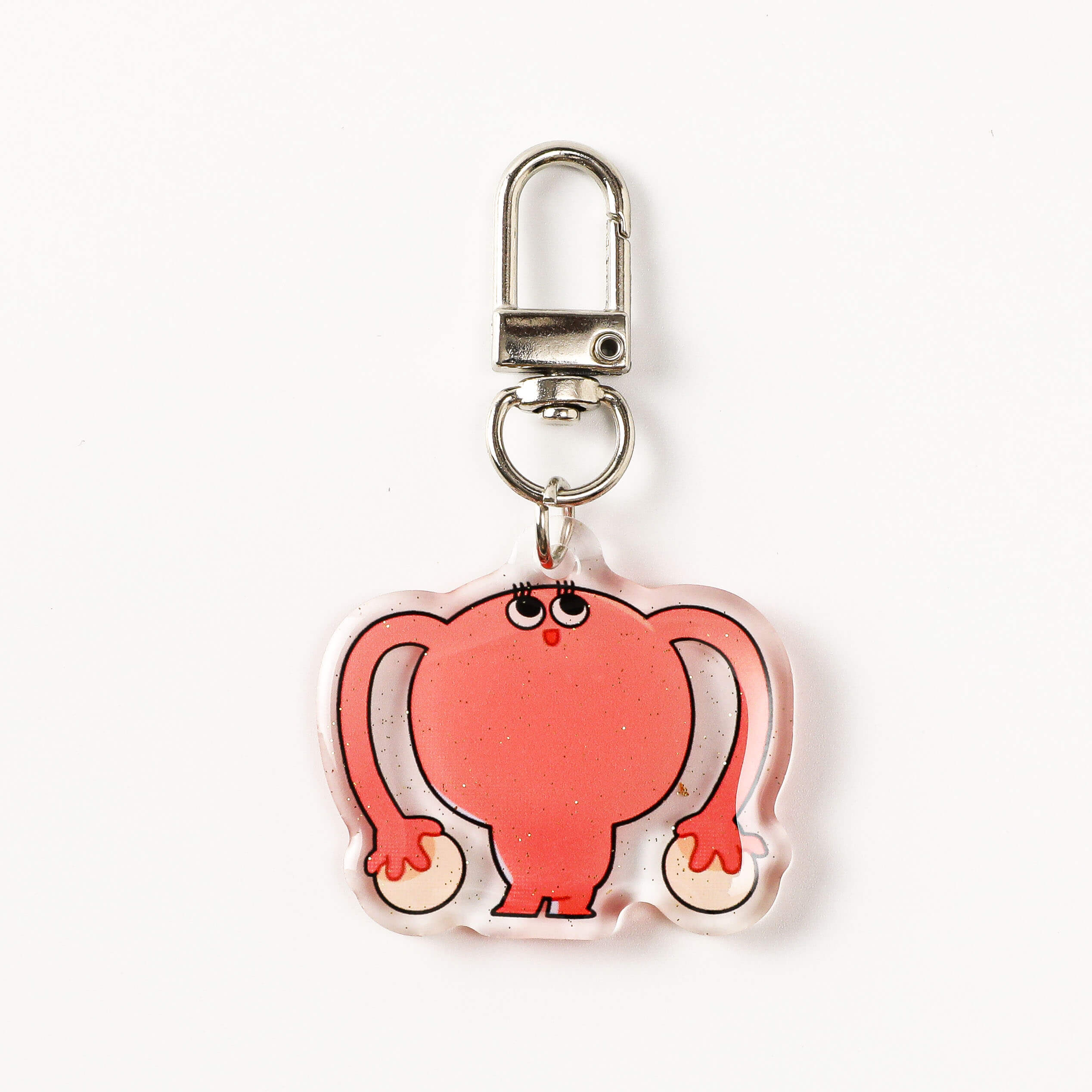 Uterus organ acrylic keychain featuring a sparkling finish and durable metal clip, a fun anatomy-inspired accessory for keys, backpacks, and everyday use.