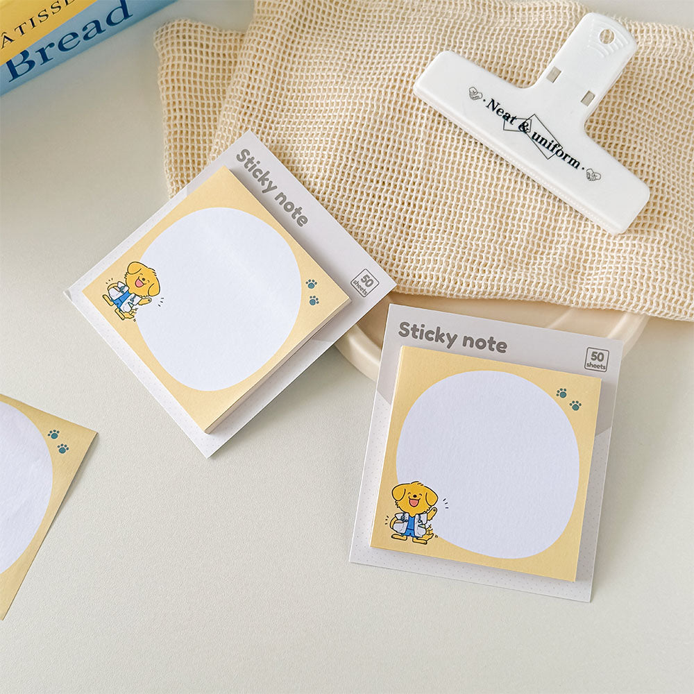 Cartoon veterinarian dog memo pad with a soft yellow design, ideal for notes, study plans, and office tasks.