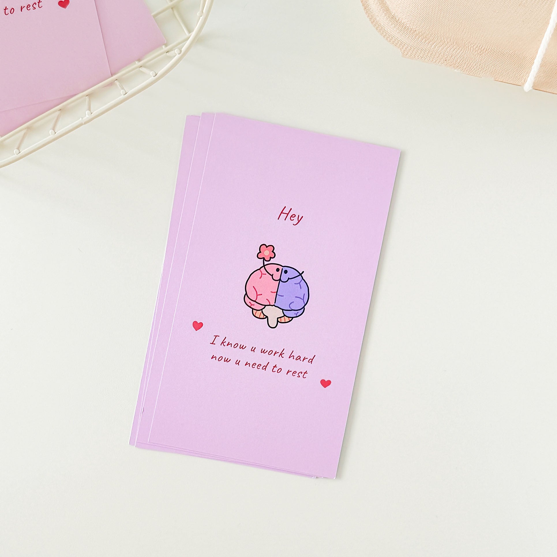 Brain-themed memo pad with adorable pink and blue brain illustration, perfect for reminders, notes, and journaling.