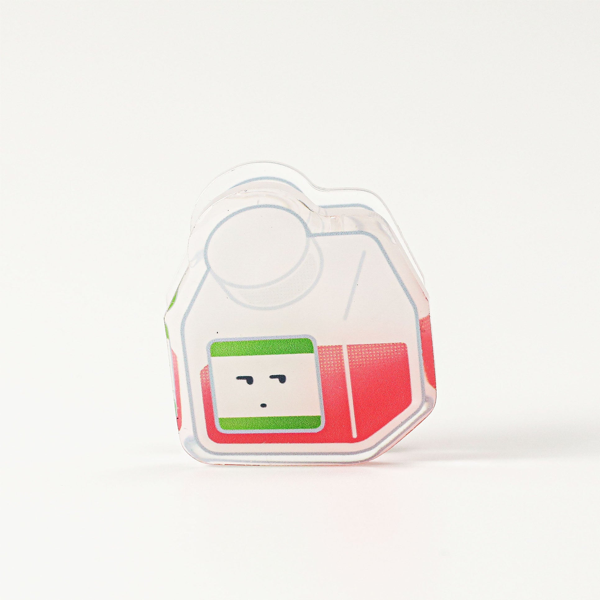 Cute cell culture flask acrylic document clip featuring a transparent layered finish, ideal for organizing lab manuals, office files, and notebooks.