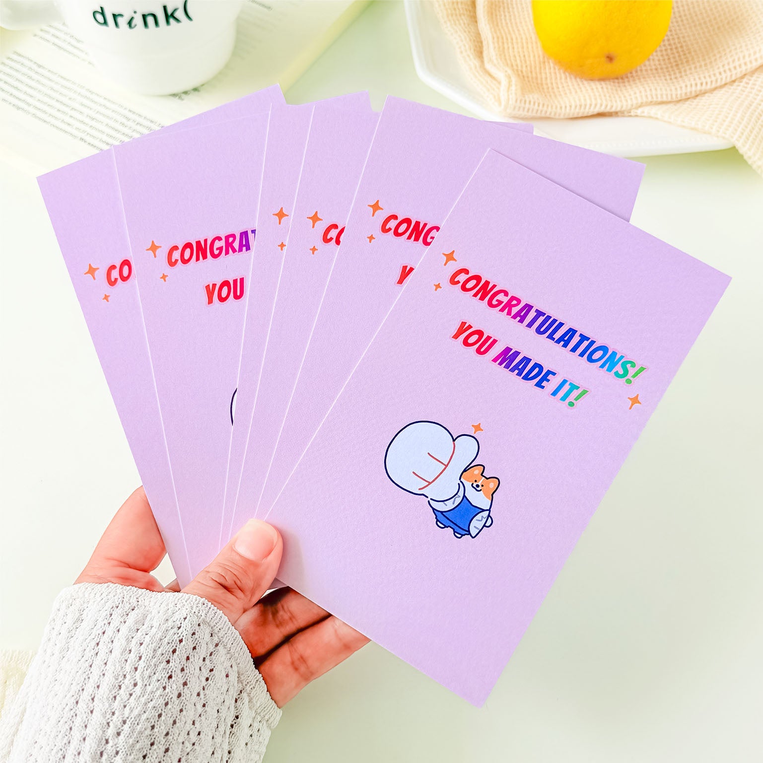 Animal-themed congratulation memo pad featuring a cheerful cartoon doctor character and vibrant "You Made It" design.