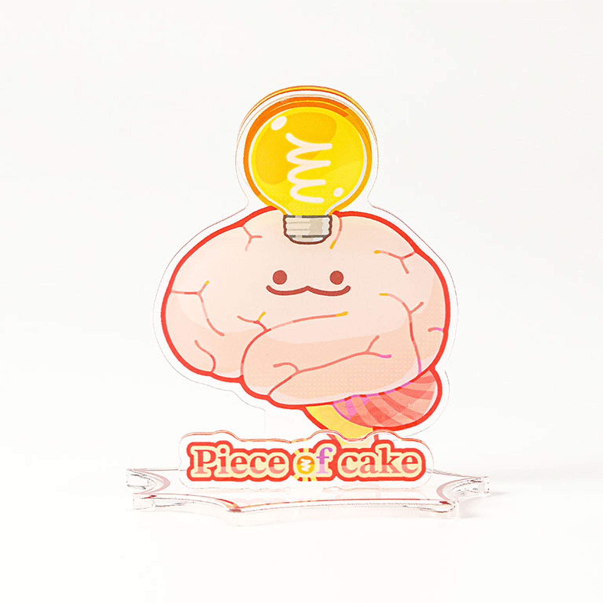 Cartoon brain acrylic desktop ornament featuring a smiling character and clear display base, perfect for laboratory, classroom, or home decoration.