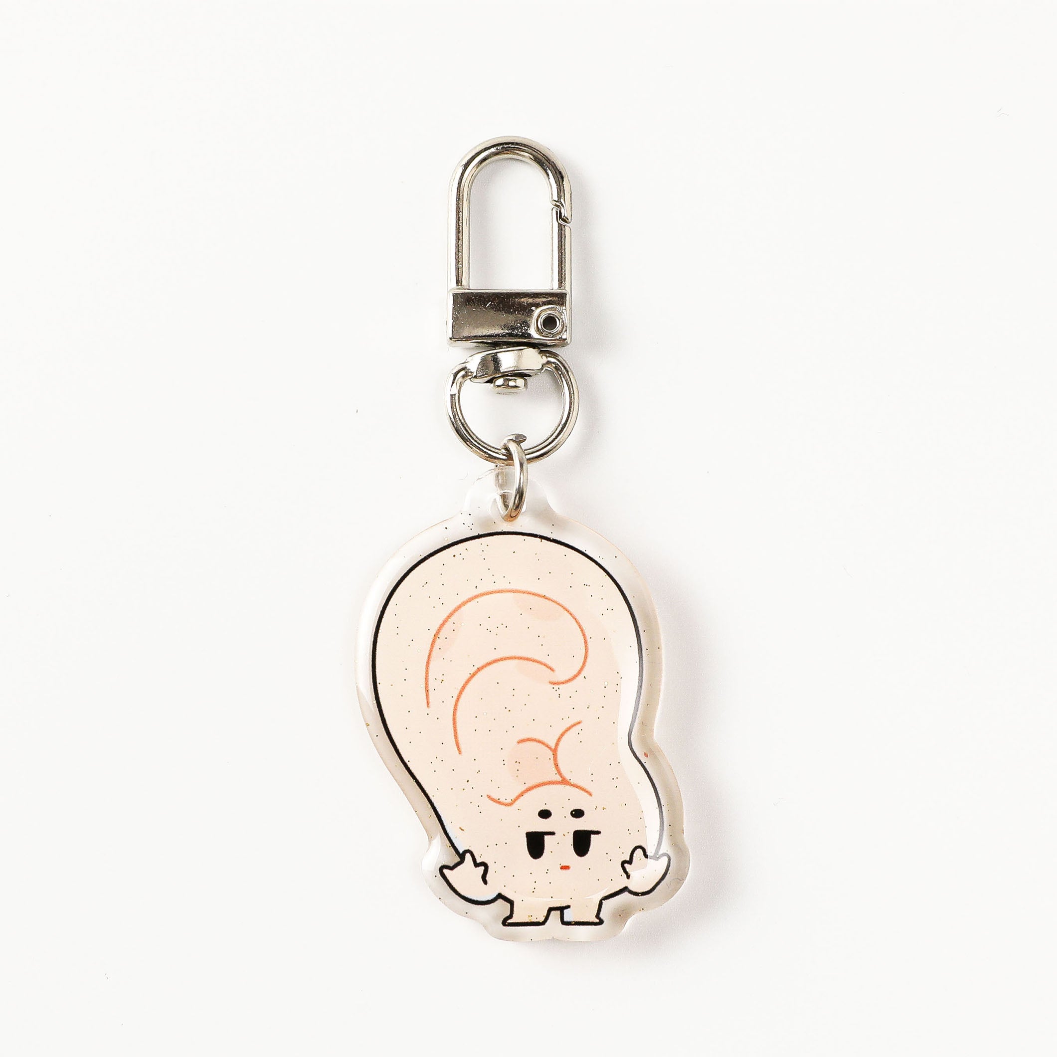 Cute ear-shaped acrylic charm inspired by human anatomy, featuring a playful character design and durable metal hardware for everyday accessories.