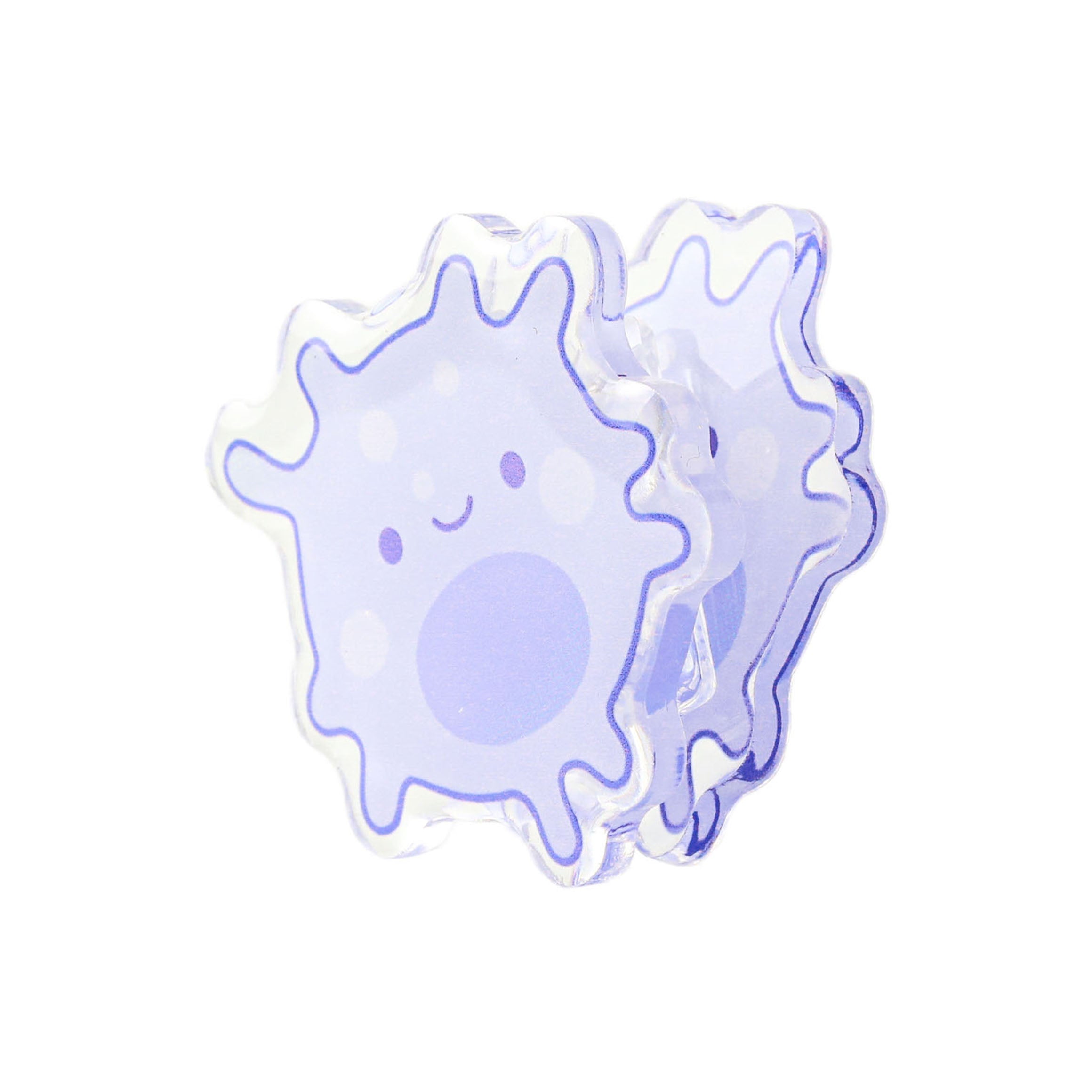 Cute purple cell acrylic paper clip with a smiling cartoon cell design, perfect for organizing notebooks, planners, and study papers.
