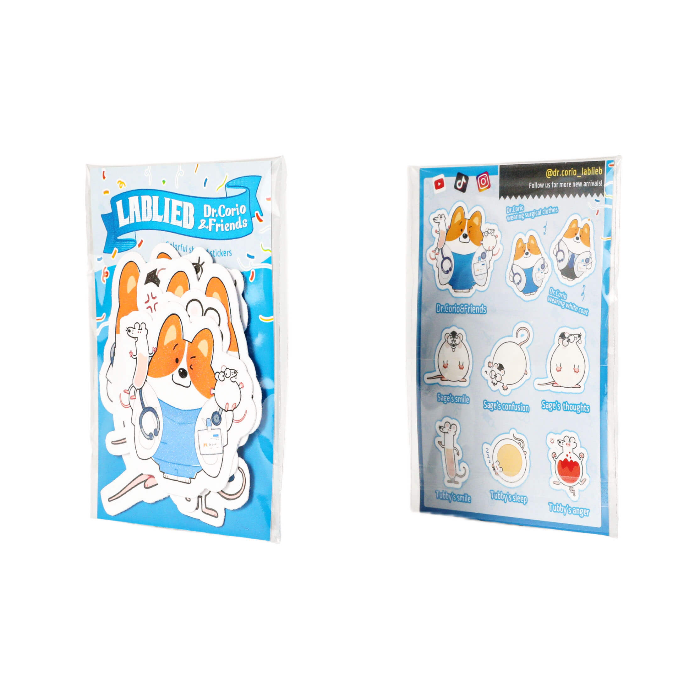 Cute laboratory mouse sticker pack featuring adorable science-themed cartoon mouse designs.
