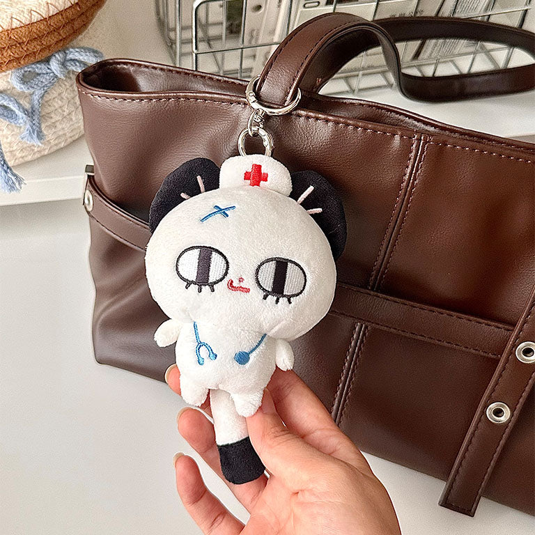 Soft nurse cat plush doll featuring a nurse cap, stethoscope, and adorable embroidered face.