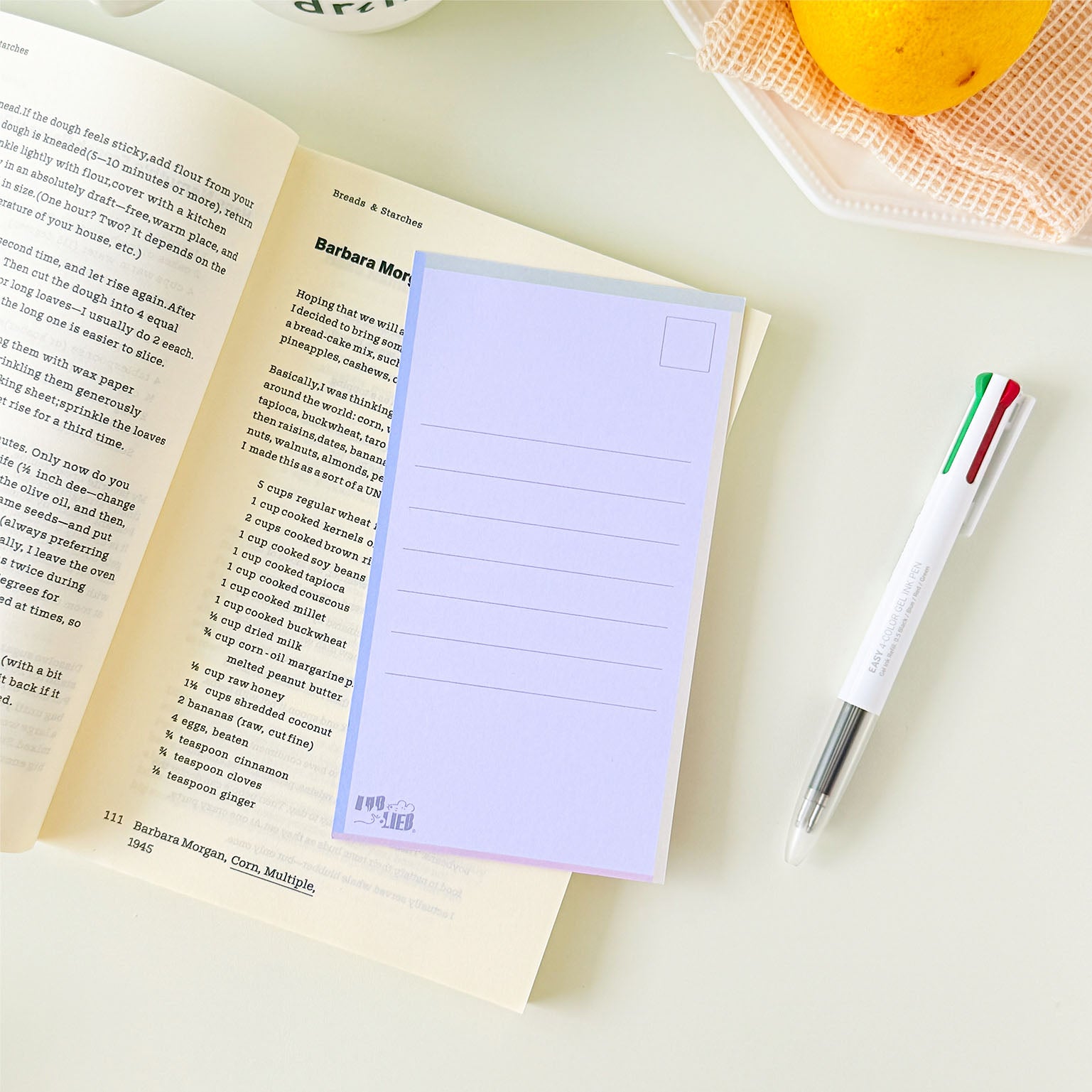 Back of a pastel gradient greeting card with lined writing space for handwritten messages.
