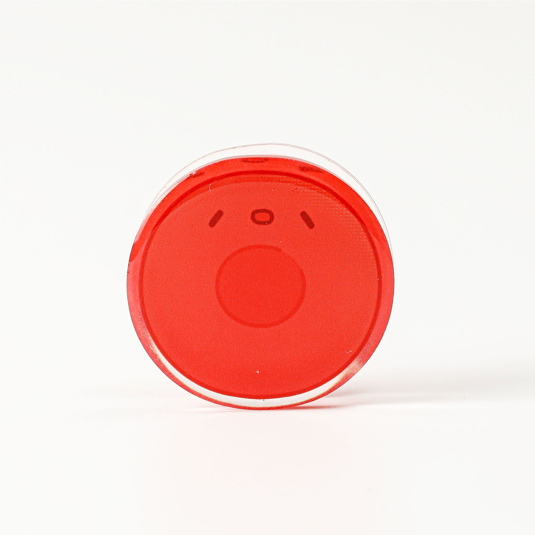 Cartoon red blood cell acrylic document clip featuring a simple smiling design, ideal for sorting notebooks, printed reports, and planner inserts.