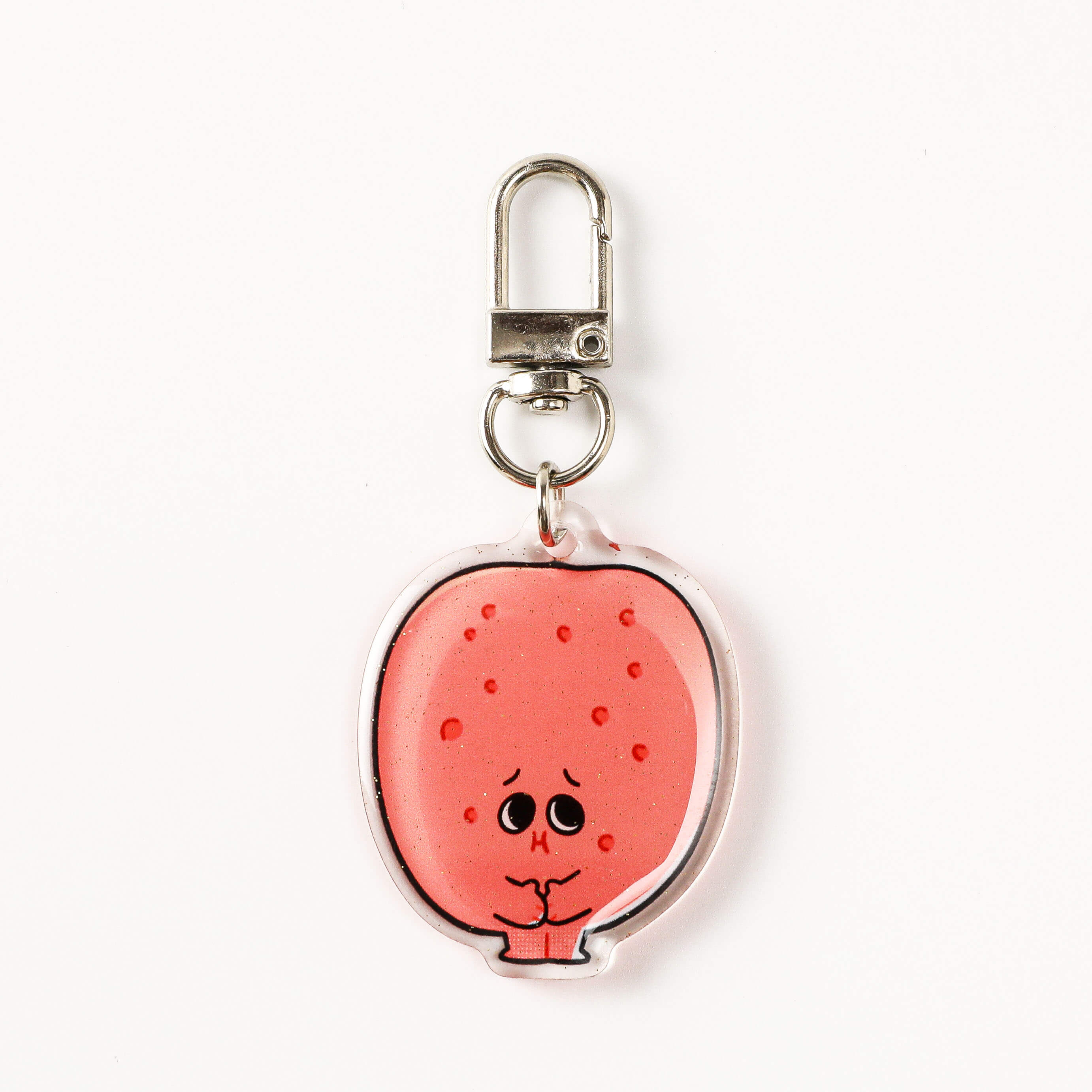 Cute pink tongue organ acrylic charm featuring a sparkling surface and durable swivel keyring, a unique collectible for biology lovers, medical gifts, and everyday decoration.