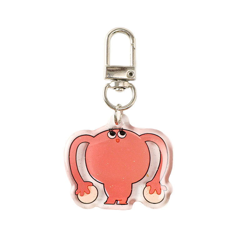 Glitter acrylic uterus keychain with a cute anatomical design and silver swivel clasp, ideal for medical students, OB-GYN professionals, and healthcare enthusiasts.